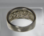 Sterling Silver Wide Band Rhinestone Ring - Size 7.75