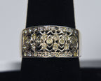 Sterling Silver Wide Band Rhinestone Ring - Size 7.75
