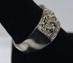 Sterling Silver Wide Band Rhinestone Ring - Size 7.75