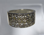 Sterling Silver Wide Band Rhinestone Ring - Size 7.75