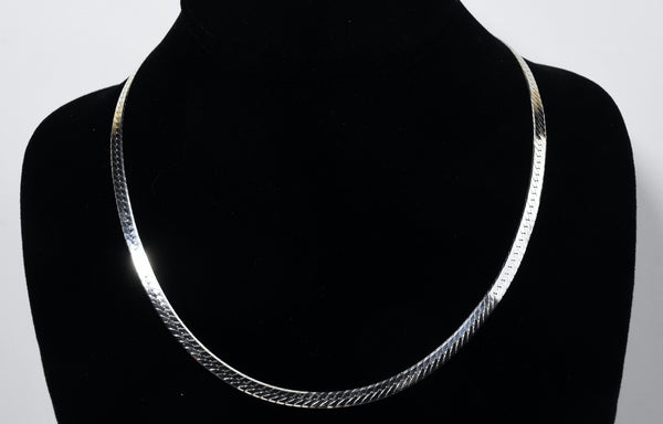 Sterling Silver Herringbone Chain Link Necklace - 18"