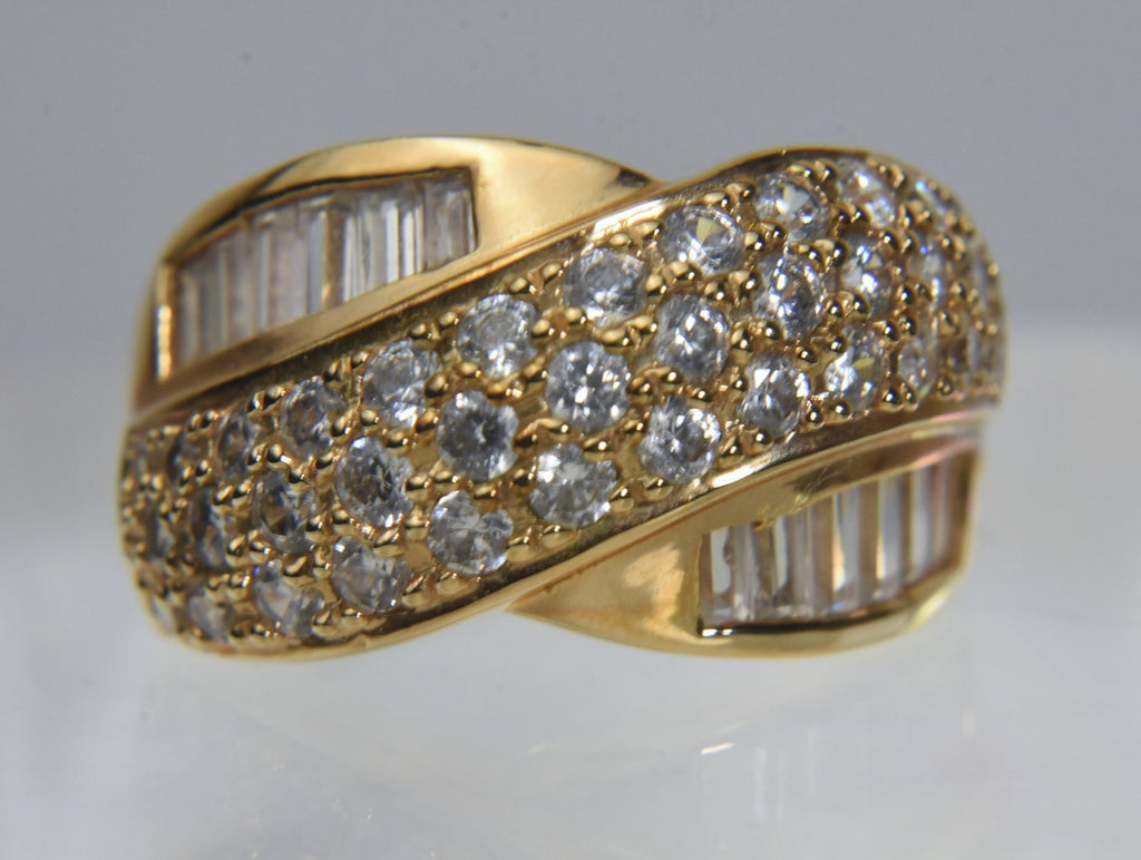 Ross-Simons - Gold Tone Sterling Cubic Zirconia Ring - Size 6.25