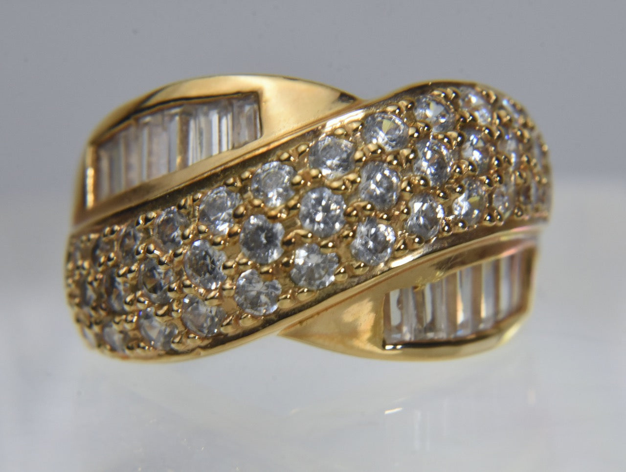 Ross-Simons - Gold Tone Sterling Cubic Zirconia Ring - Size 6.25
