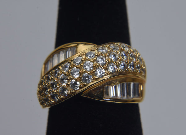 Ross-Simons - Gold Tone Sterling Cubic Zirconia Ring - Size 6.25