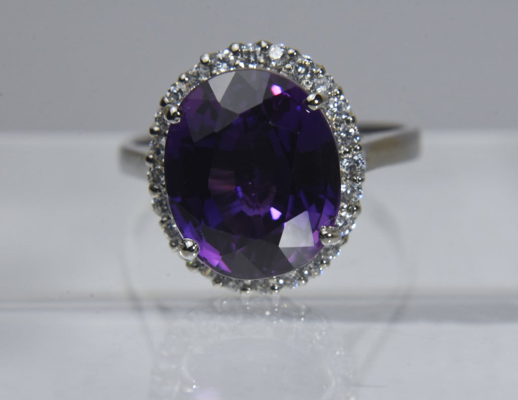Synthetic Purple Sapphire Sterling Silver Ring - Size 8