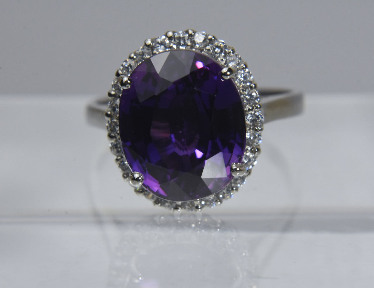 Synthetic Purple Sapphire Sterling Silver Ring - Size 8