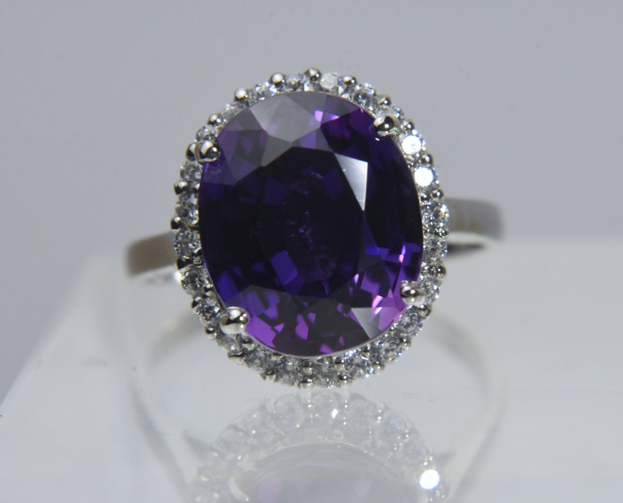 Synthetic Purple Sapphire Sterling Silver Ring - Size 8