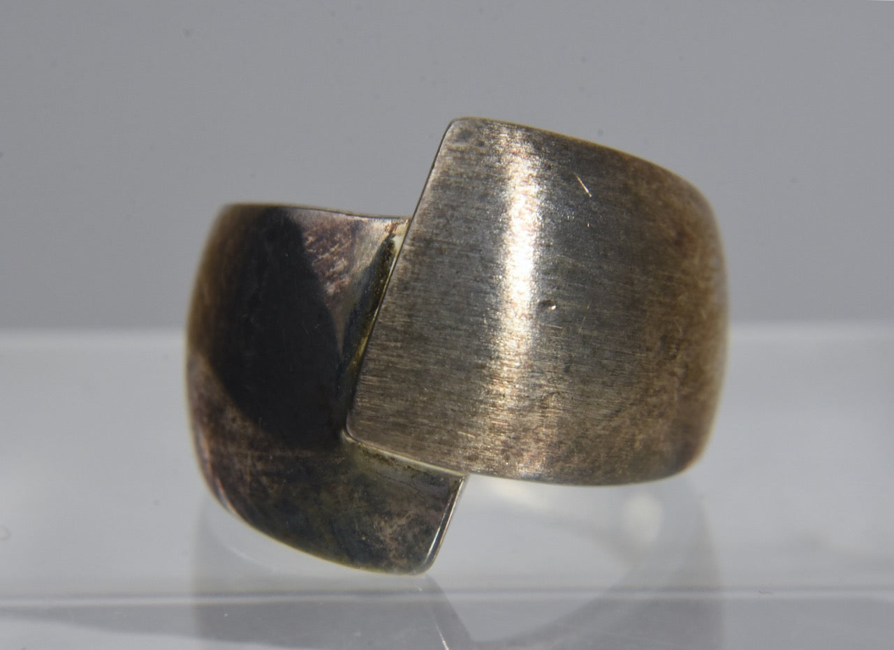 Sterling Silver Wide Bypass Band Style Ring - Size 6.25
