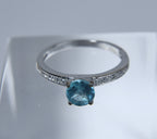 Blue Topaz and Colorless Sapphire Sterling Silver Ring - Size 8