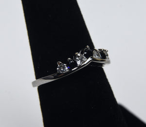 Sapphire and Glass Chevron Ring - Size 6
