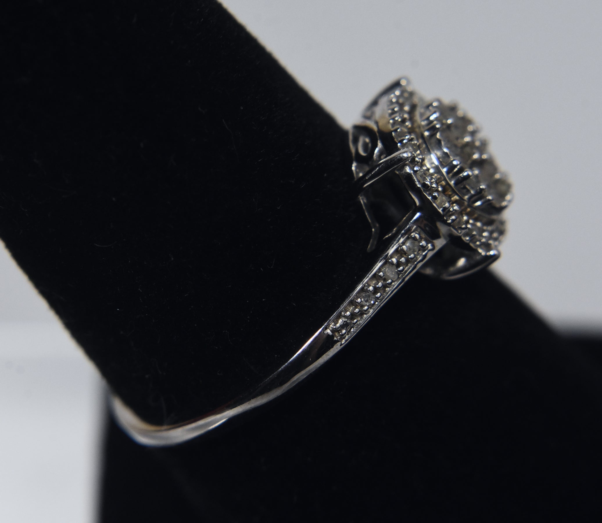Sterling Silver Diamond Halo Ring - Size 7