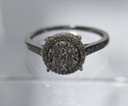Sterling Silver Diamond Halo Ring - Size 7