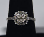 Sterling Silver Diamond Halo Ring - Size 7