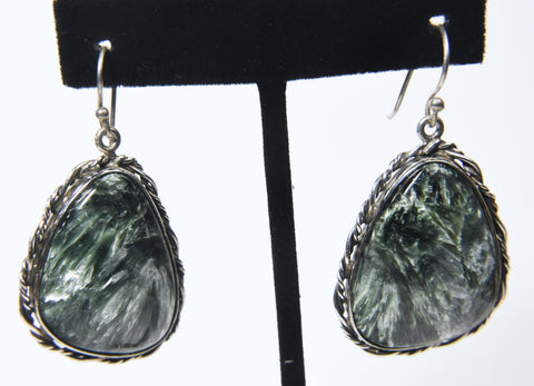 Seraphinite Sterling Silver Dangle Earrings