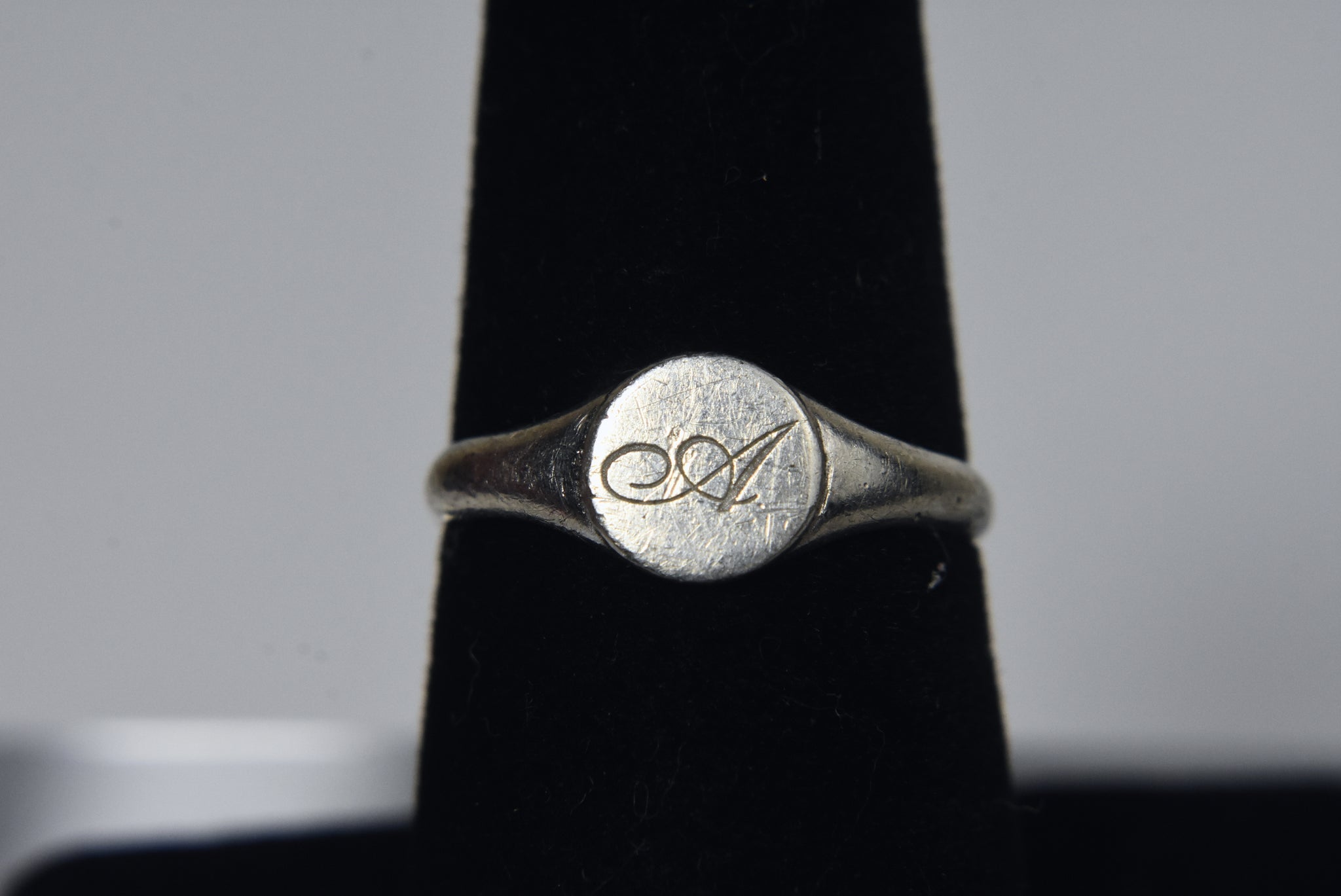 Solid Sterling Silver Signet Ring Letter "A" - Size 7