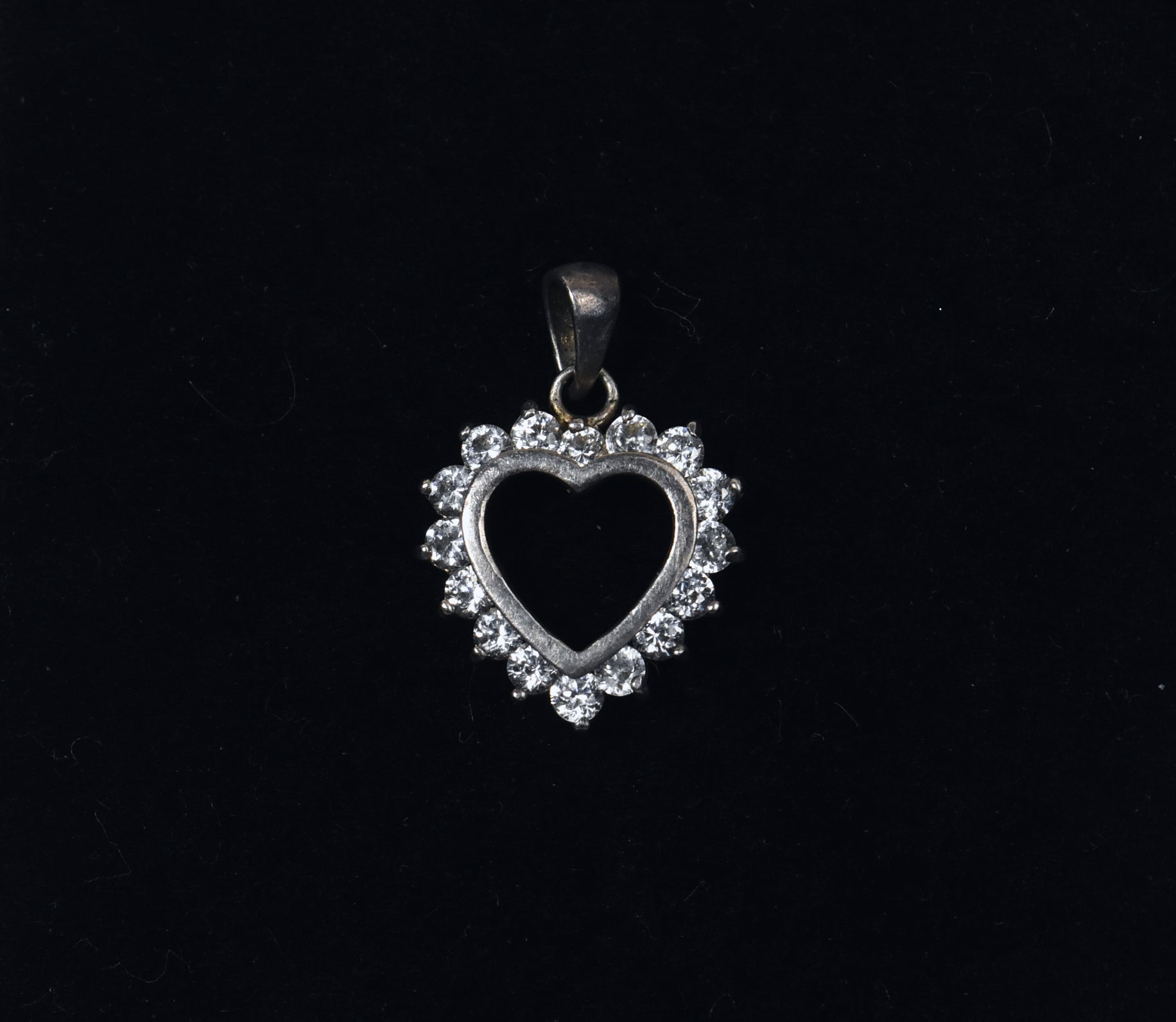 Silver Tone Jeweled Heart Pendant