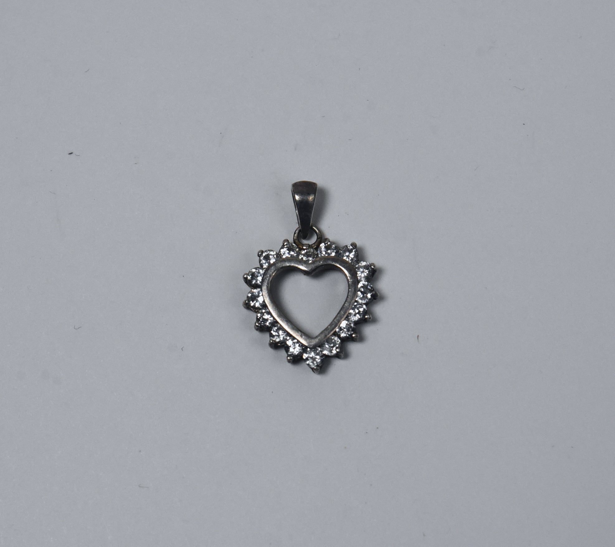 Silver Tone Jeweled Heart Pendant