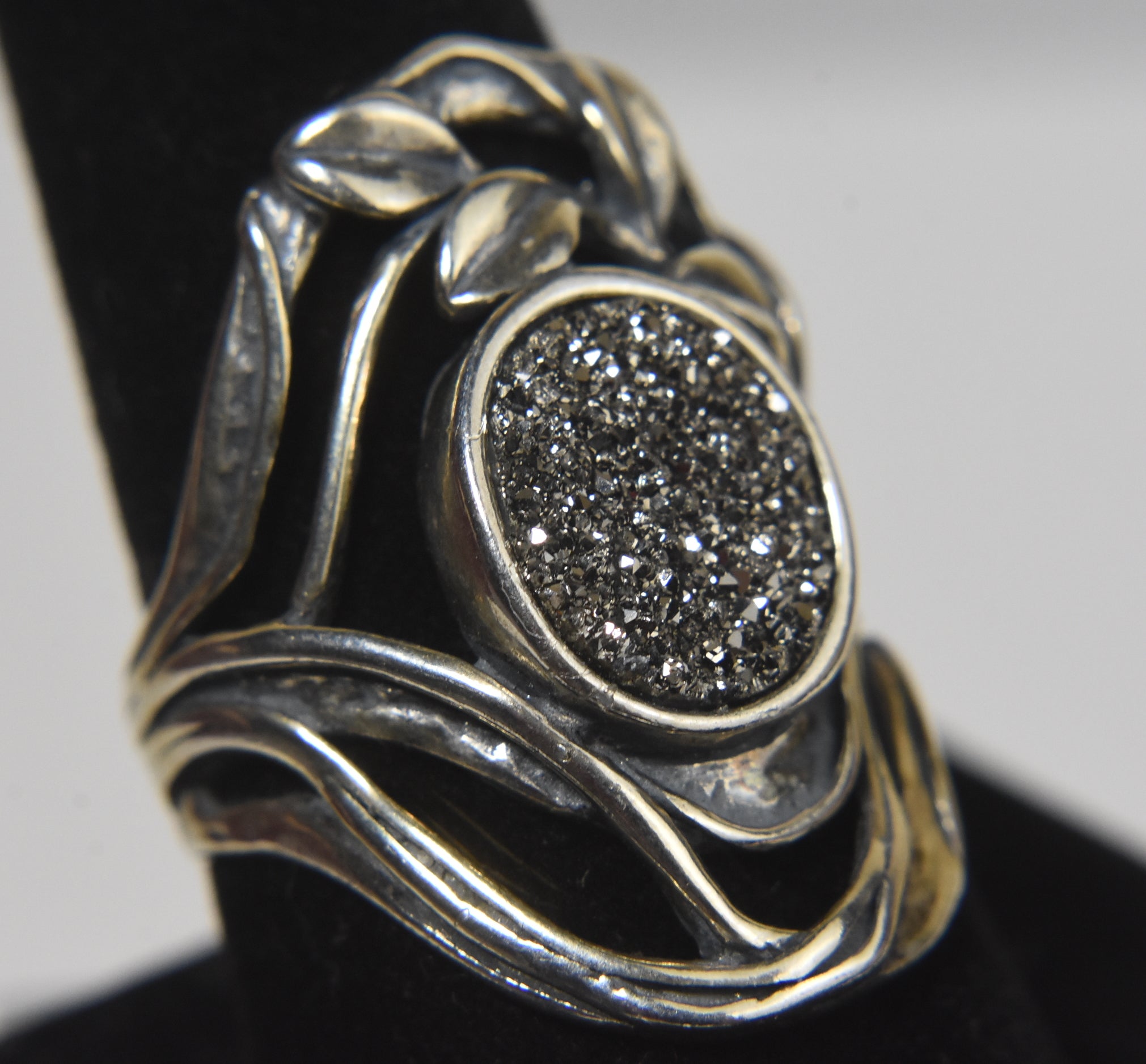 Silver Druze Sterling Silver Organic Form Ring - Size 8.75