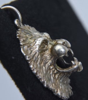 Silver Roaring Lion's Head Pendant