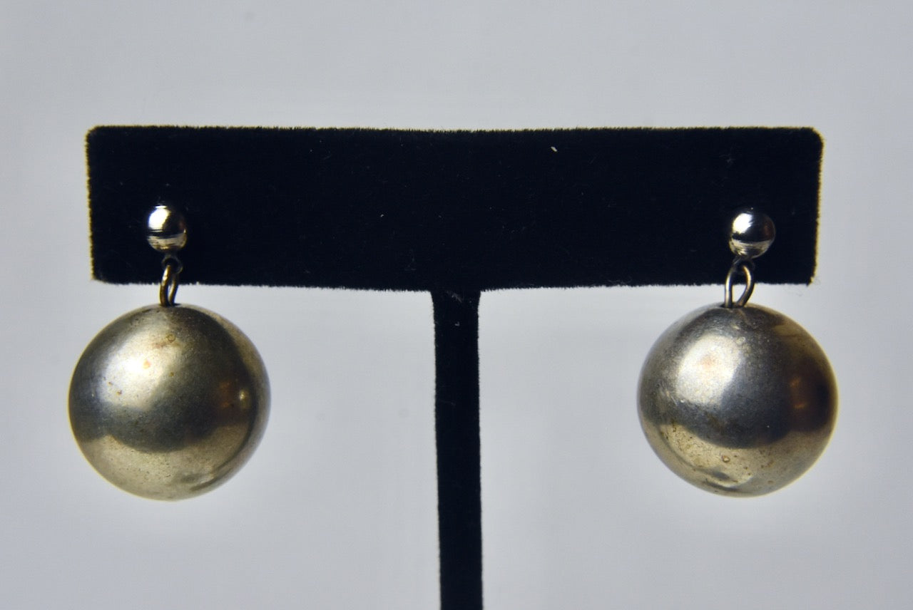 Silver Sphere Dangle Earrings
