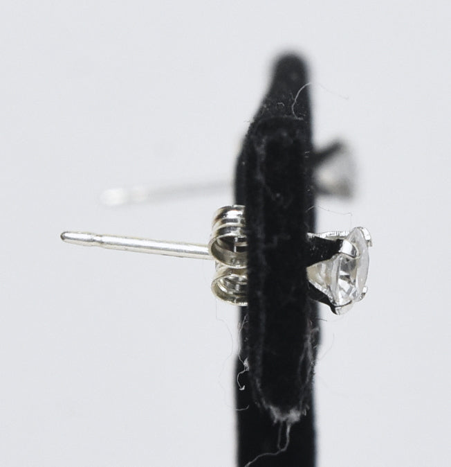 Small Sterling Silver Clear Stone Stud Earrings