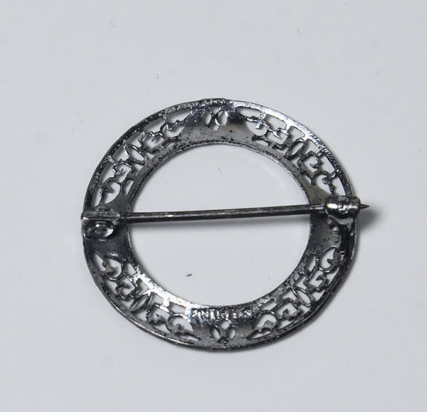 Vintage Diminutive Sterling Silver Hoop Brooch