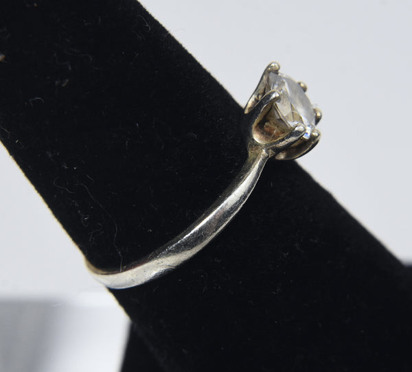 Sterling Silver Clear Crystal Ring - Size 6