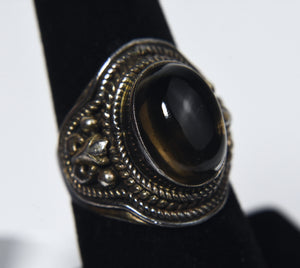 Sterling Silver Smoky Quartz Cabochon Ring - Size 7