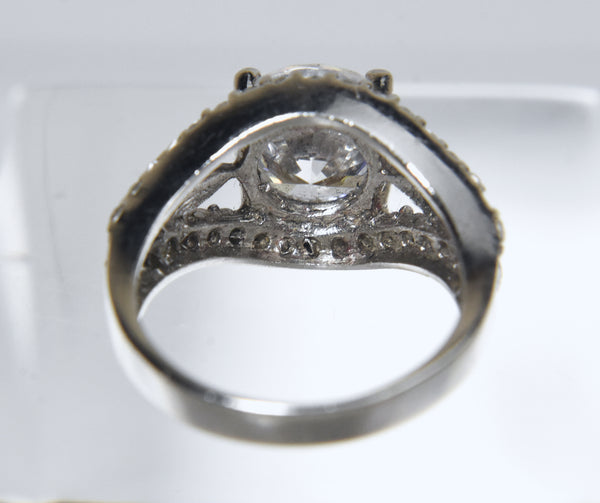 Sterling Silver Split Shank Cubic Zirconia Ring - Size 7
