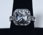 Square Cut Glass Art Deco Style Ring - Size 8