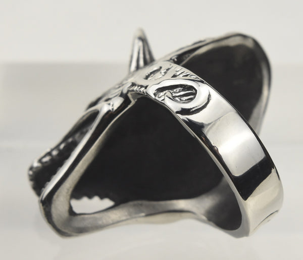 Stainless Steel Wolf Head Ring - Size 13
