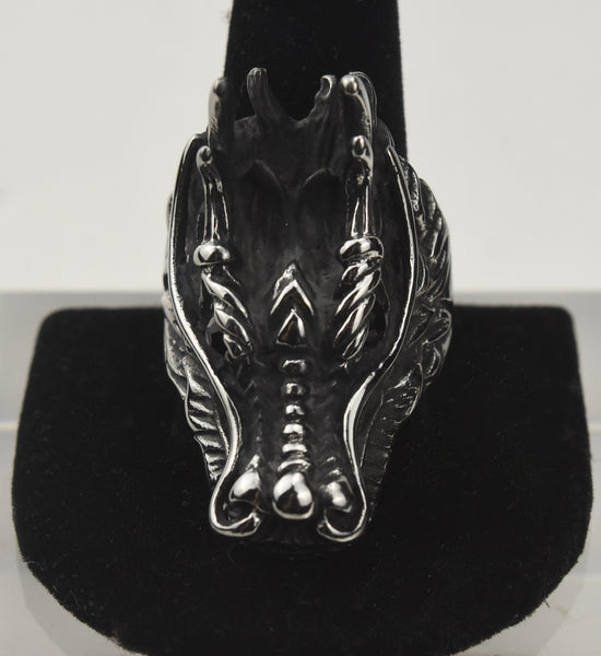 Stainless Steel Dragon Head Ring - Size 13.25