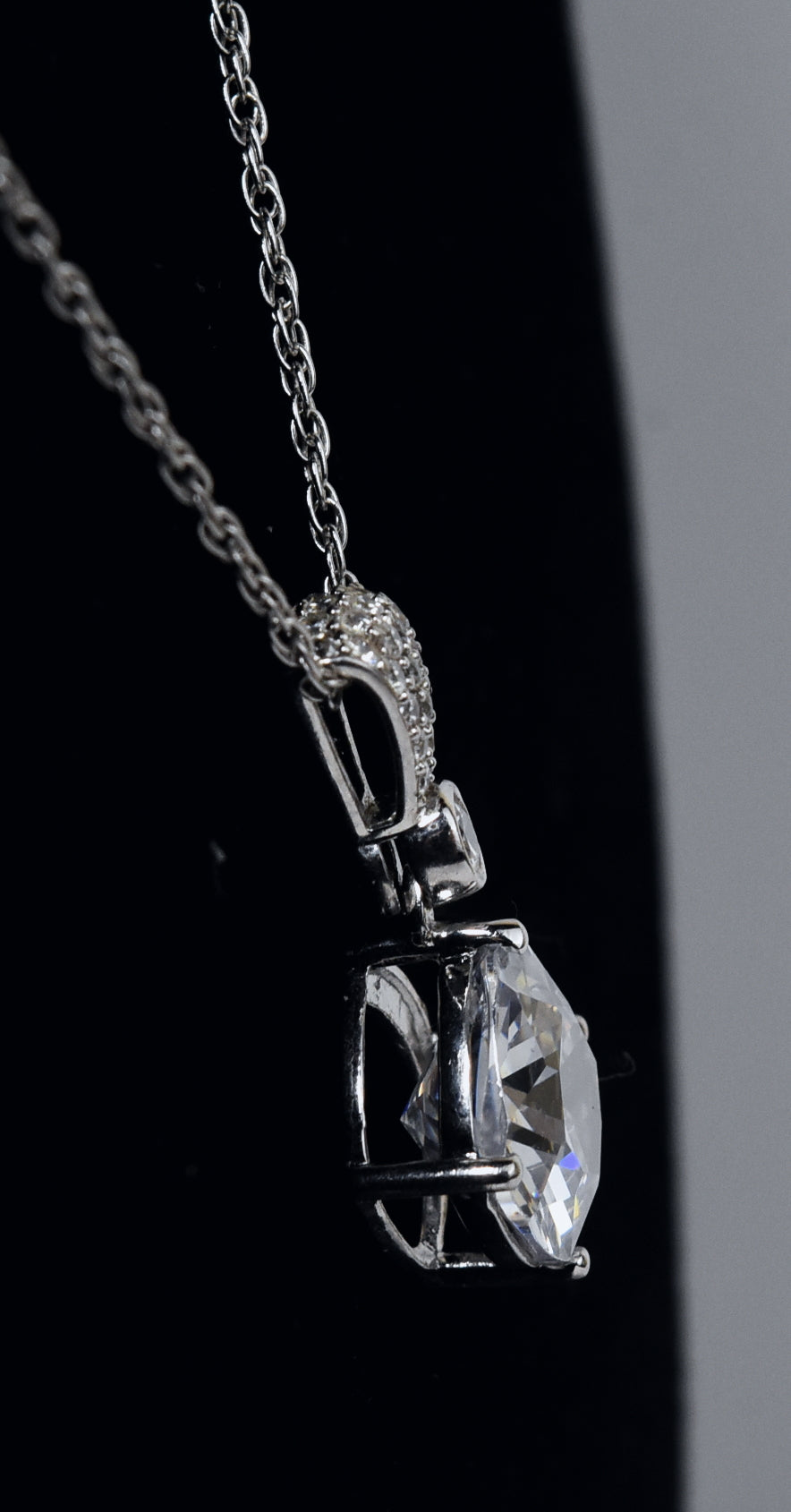 Sterling Silver Cubic Zirconia Pendant on Sterling Silver Chain Necklace - 18"