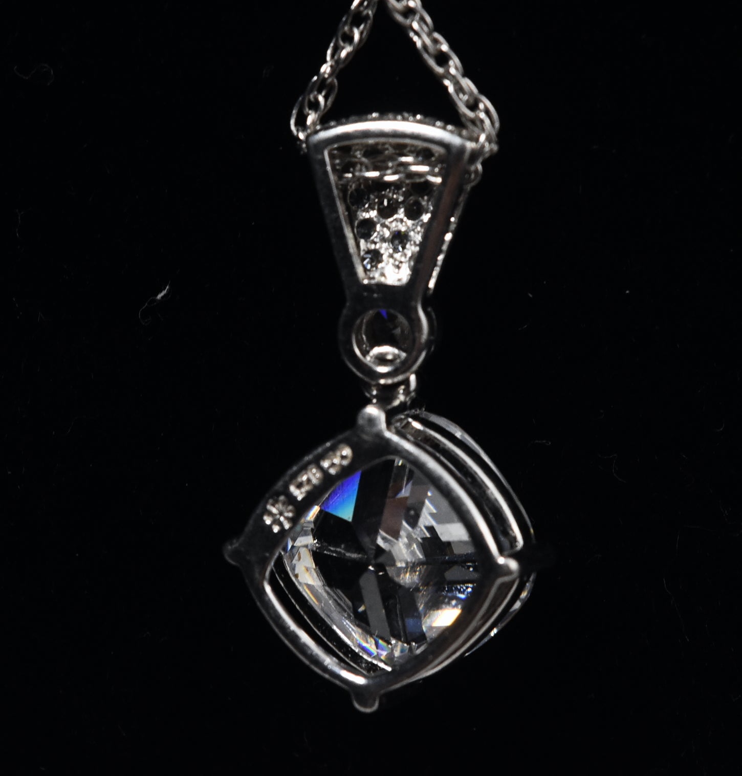 Sterling Silver Cubic Zirconia Pendant on Sterling Silver Chain Necklace - 18"