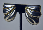 Sterling Silver with Gold Tone Rope Accent Clip On Earrings