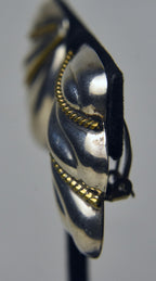 Sterling Silver with Gold Tone Rope Accent Clip On Earrings