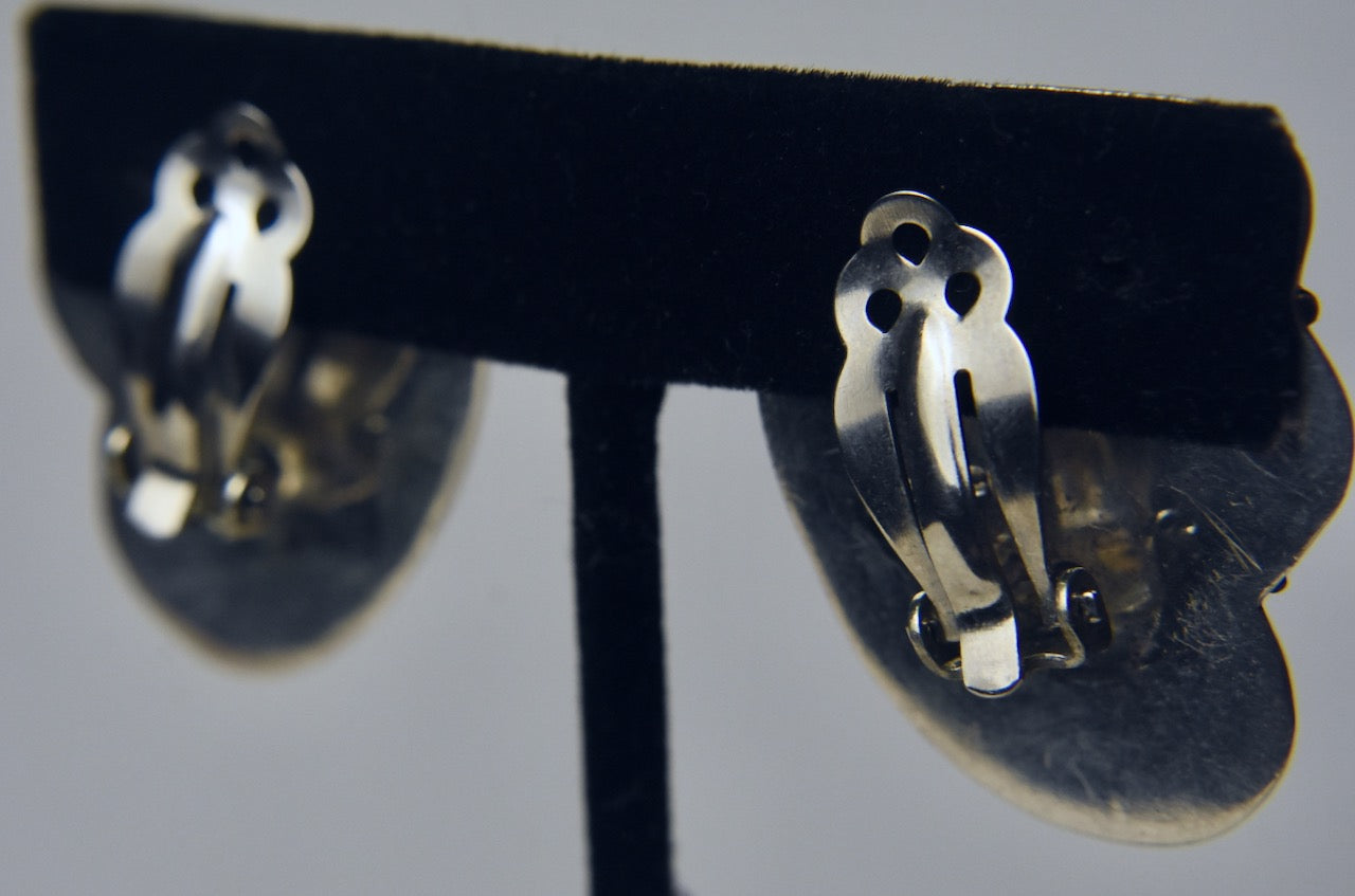 Sterling Silver with Gold Tone Rope Accent Clip On Earrings