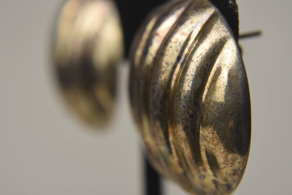 Sterling Silver Mexican Ridged Circular Earrings