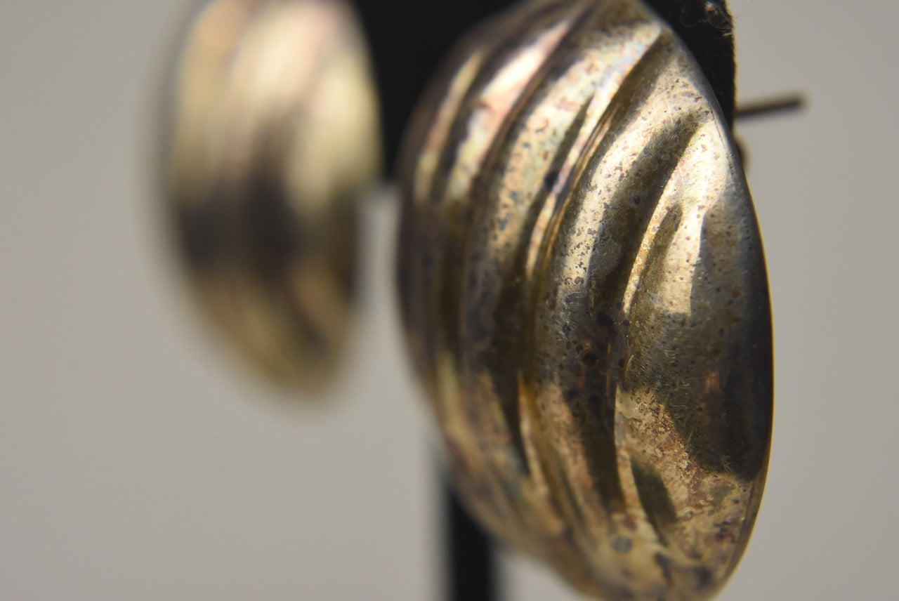 Sterling Silver Mexican Ridged Circular Earrings