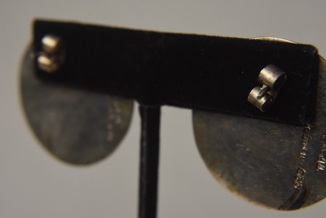 Sterling Silver Mexican Ridged Circular Earrings