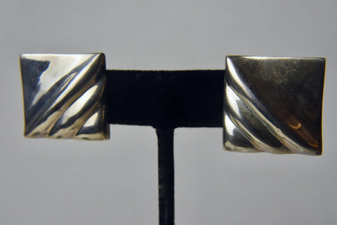 Sterling Silver Square Abstract Earrings