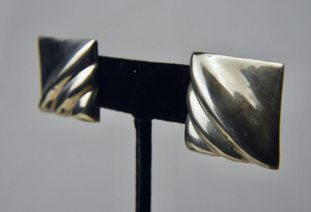 Sterling Silver Square Abstract Earrings