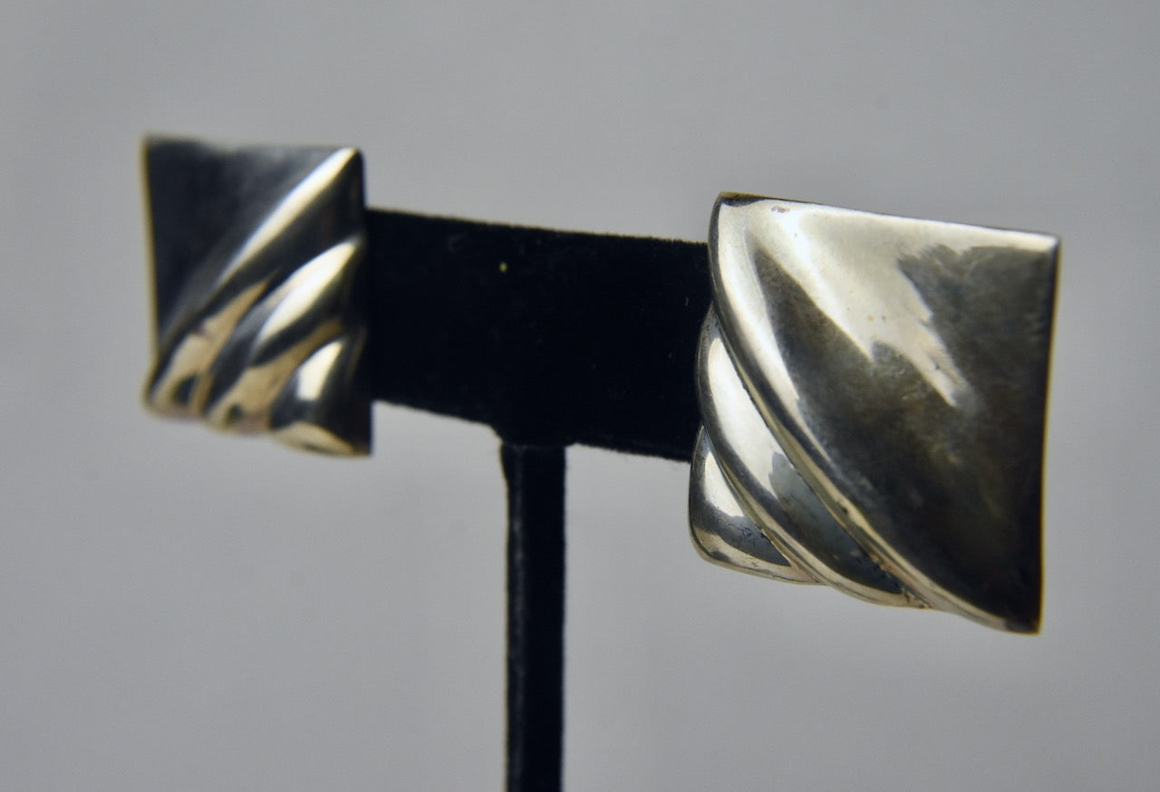 Sterling Silver Square Abstract Earrings