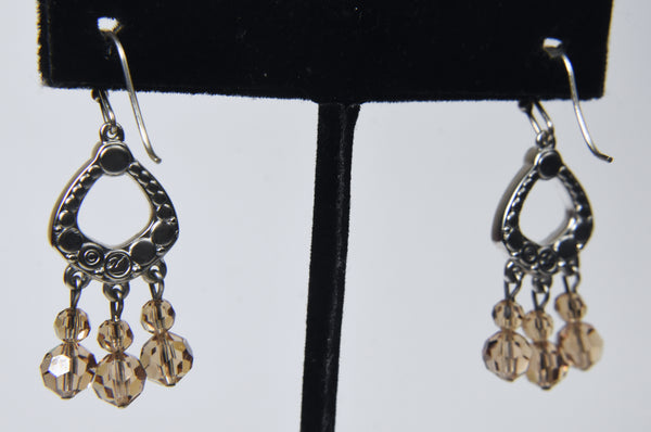 Swarovski - Silver Tone Crystal Bead Dangle Earrings