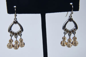 Swarovski - Silver Tone Crystal Bead Dangle Earrings