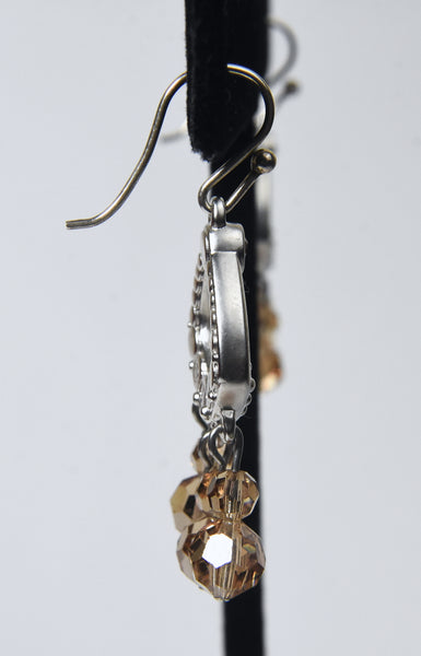 Swarovski - Silver Tone Crystal Bead Dangle Earrings