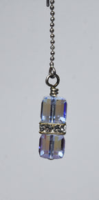 Iridescent Dangling Glass Cubes Sterling Silver Threader Earrings