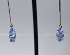 Iridescent Dangling Glass Cubes Sterling Silver Threader Earrings