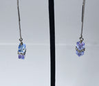 Iridescent Dangling Glass Cubes Sterling Silver Threader Earrings