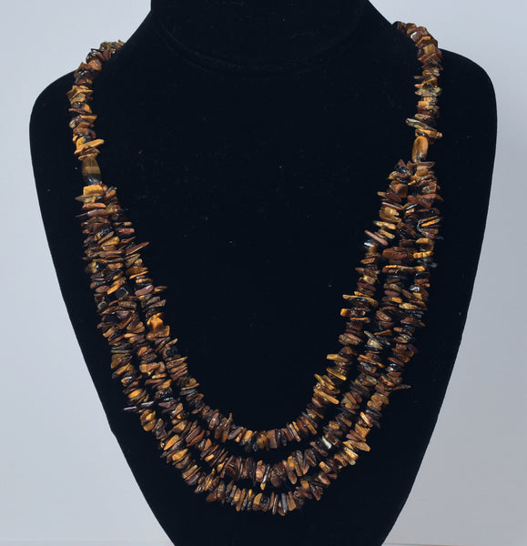 Tiger's Eye Chip Bead Bib Necklace